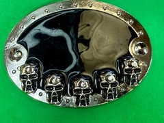 Creepy Five Skull&rsquo;s Head Black Enameled Halloween Gothic Punk Biker Belt Buckle