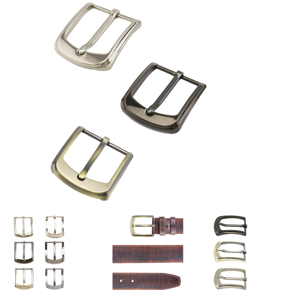 Set of Three Belt Buckles, Metal Replacement Buckles 38-40mm Square Single Prong