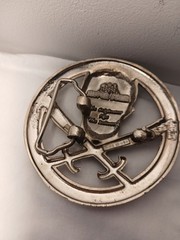 Vintage Silver Star Skull and Swords Belt Buckle Made in USA Jolly Roger Metal