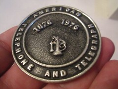 VINTAGE AMERICAN TELEPHONE & TELEGRAPH BELT BUCKLE – 1876 – 1976 – GW13