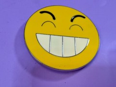 Grinning Smiley Face Yellow Emoji Funny Cool Novelty Round Large Belt Buckle