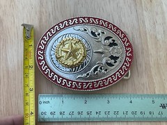 Western Buckle Oval Gold Silver Red Lone Star Texas Cowboy 2 » Hebillas Vaqueras