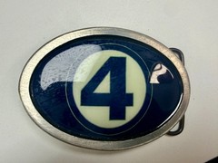 4 Ball Number Channel 4 News? Vintage Custom Enameled Belt Buckle