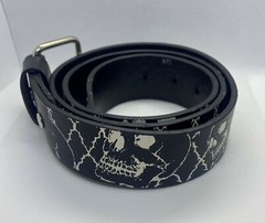 Pair of Belts with 1 Belt Buckle (Skull, Spikes, Cross, Black and White)
