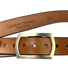 Wiley Brothers and Ledbury Men&rsquo;s Leather Belt Size 36 Camel Brown White Bronze