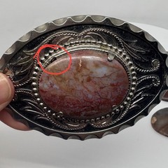 Western Interchangeable Stone Belt Buckle Silver Tone Agate Jasper 3.5in