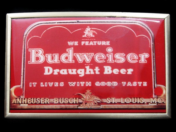 RJ15110 *NOS* REALLY NICE **BUDWEISER** BEER ADVERTISEMENT BELT BUCKLE