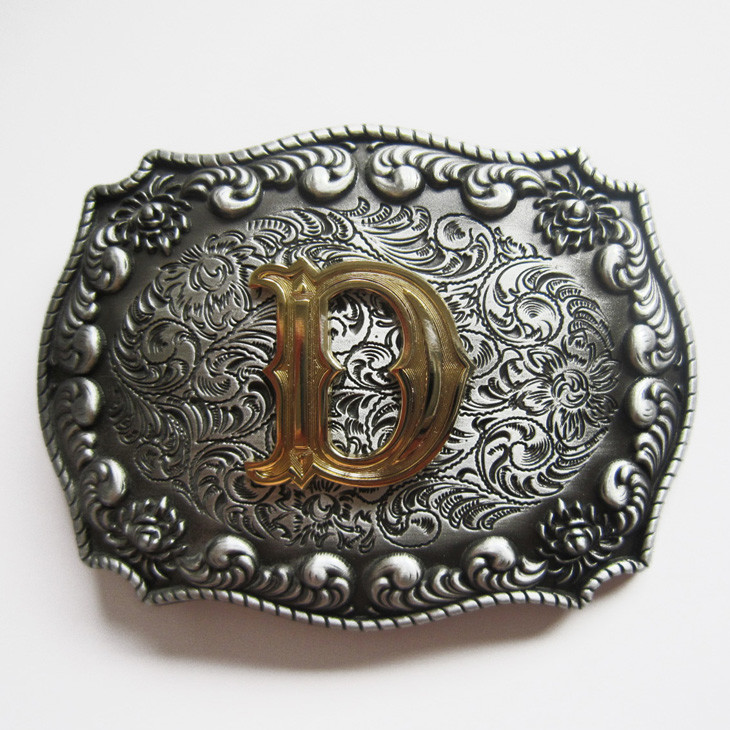 3-D INITIAL LETTER  » D  » RODEO COWBOY WESTERN BELT BUCKLE