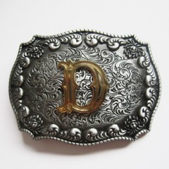 3-D INITIAL LETTER  » D  » RODEO COWBOY WESTERN BELT BUCKLE