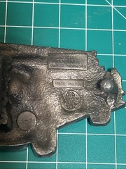 RED FIRE LADDER TRUCK SHAPED CUTOUT BELT BUCKLE BERGAMOT BRASS WORKS USA 1978