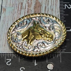 VTG Western Crumrine Heavy Silver Plate Jewelers&rsquo; Bronze Belt Buckle Horse