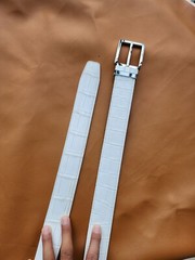 3.8CM White 100% Genuine Exotic Leather Skin Men Belt Buckle-Handmade-Customize