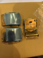 Lot 3 Solid Brass Military Web Belt Buckle 1.25&Prime; Made in USA NOS Plastic Wrapped