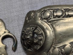 antique LION HEAD belt buckle MILITARY army BRASS vintage TURKISH ottoman BRONZE
