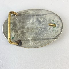 Vintage Western Belt Buckle Bucking Bronco Rodeo Gold Tone Nickle Silver