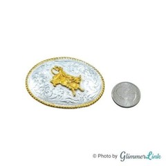 Rodeo Bull Rider Small Oval Belt Buckle