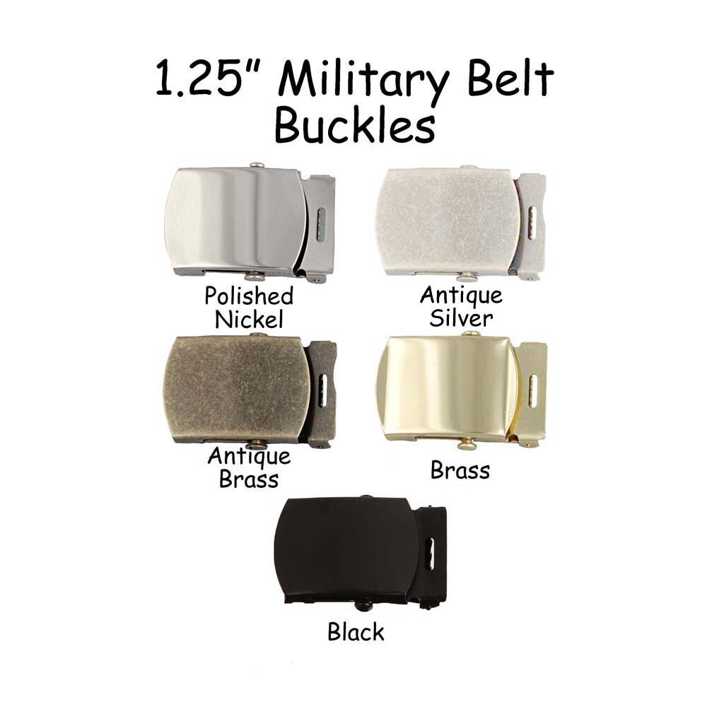 3 Military Belt Buckles and End Tips for 1.25 Inch (32 mm) Canvas Webbing Belts