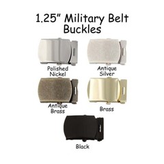 3 Military Belt Buckles and End Tips for 1.25 Inch (32 mm) Canvas Webbing Belts