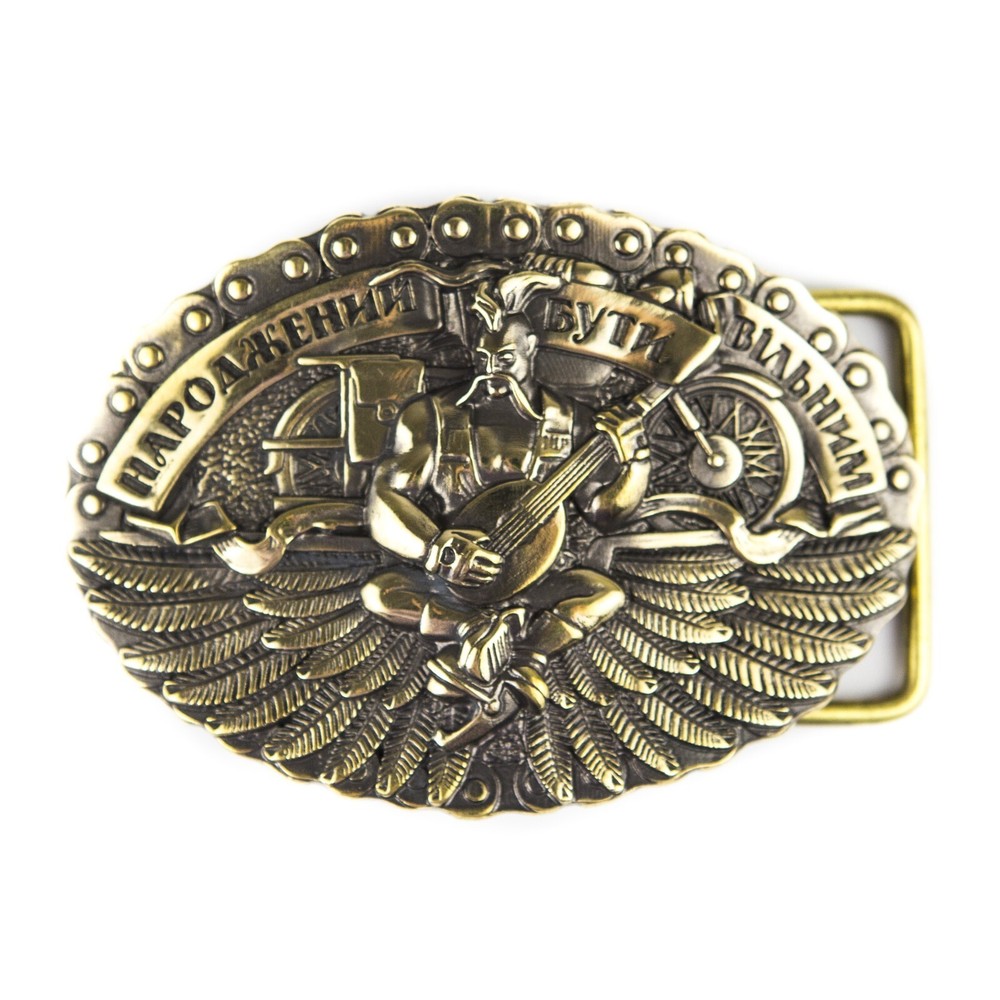 Belt buckle « Born to be free »; Biker buckle, Solid brass buckle
