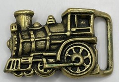 VINTAGE Solid Brass Train Belt Buckle Locomotive Engine Steam