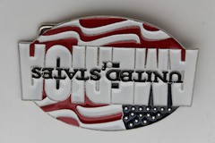 Men Women Belt Buckle Fashion Silver Metal USA Flag United States America Pride