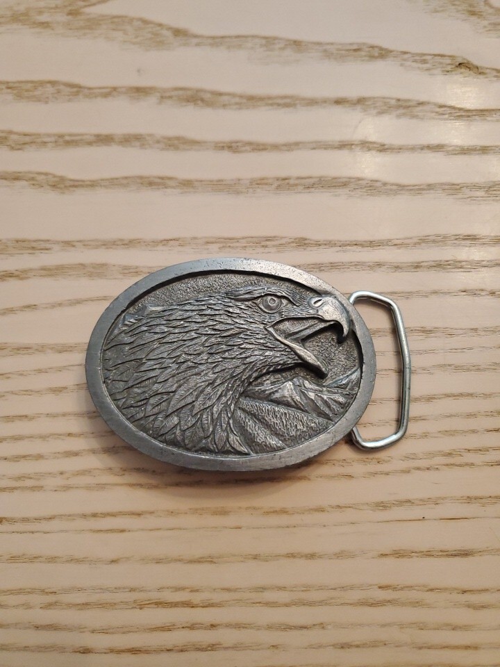 VTG Eagle Head Belt Buckle #1873 By Tandy Leather Company Made In USA Year 1986