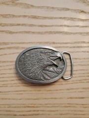 VTG Eagle Head Belt Buckle #1873 By Tandy Leather Company Made In USA Year 1986