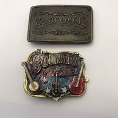 Lot of 2 Vintage Country Music Belt Buckle Westerncore Americana Rockabilly