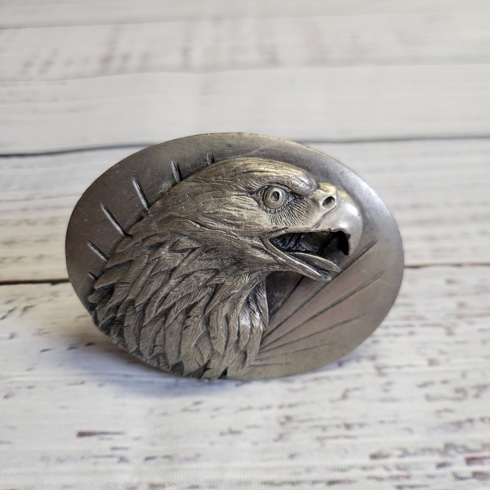 Siskiyou Buckle Co Eagle American Belt Buckle Silver Pewter Tone Metal 1987
