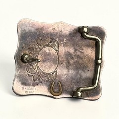14K Gold Chet Vogt Maker Mexico Sterling Silver Longhorn Steer Belt Buckle