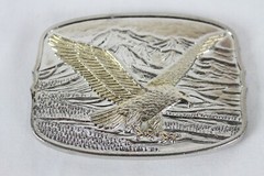 Vintage Silver and Gold Tone Bald Eagle Belt Buckle U.S.A. Collectable Rare Old