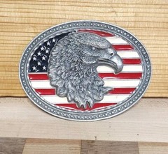 Vintage Bald Eagle Head Mens Belt Buckle American Flag Legends West EJC 2002 USA