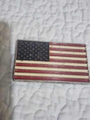 Patriotic Belt Buckle Metal Silver United States of America USA Flag Silver Tone