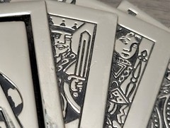 Belt Buckle Poker Royal Flush with Revolving Ace, Metal, Westside CA