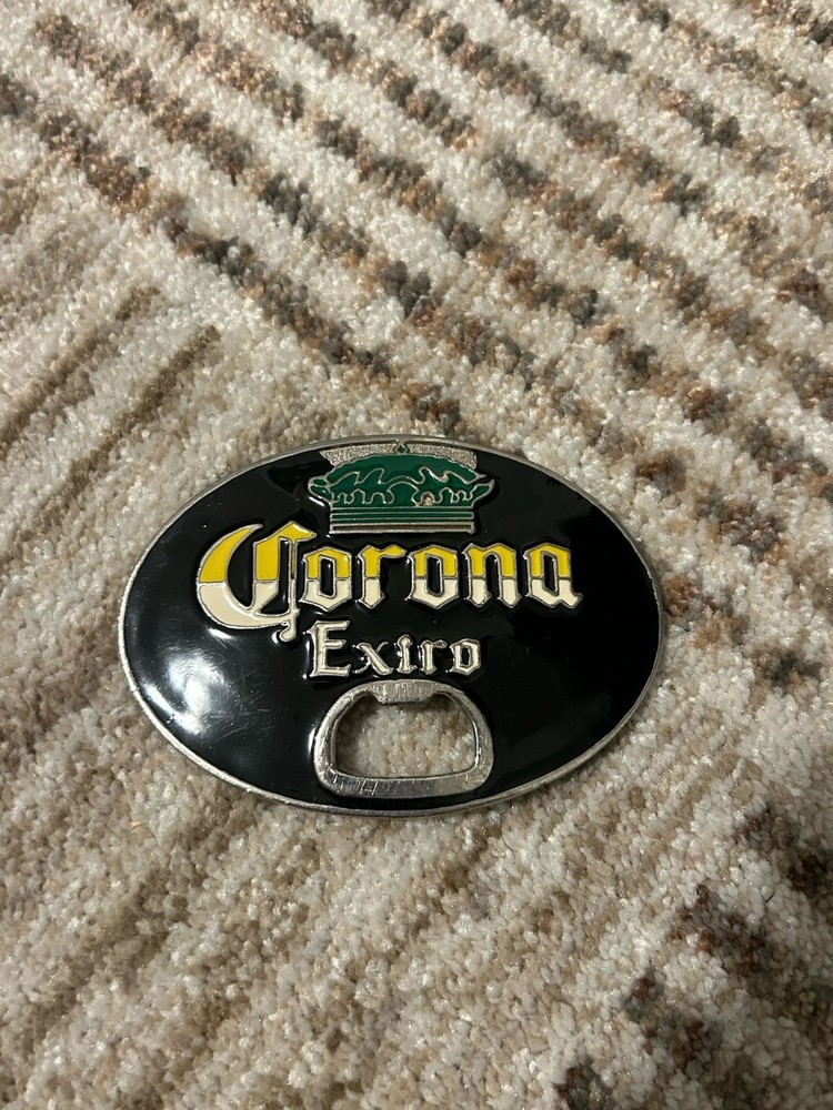 Corona Belt Buckle with Bottle Opener – Modelo Vintage Green Yellow Black