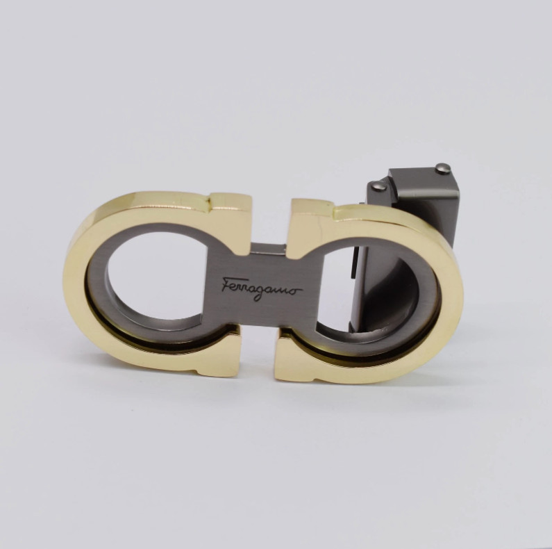 Salvatore Ferragamo Alloy Belt Buckle Gold with Gray for 34-35mm leather strap