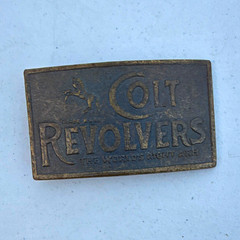 Colt Revolvers Logo Bronze Metal Western Belt Buckle Rectangular Antique 1.5&Prime;