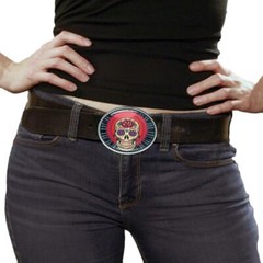 Mexican Sugar Skull Day of the Dead Tattoo Handmade Artisan Belt Buckle