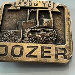 John Deere 550G TC Dozer Belt Buckle Vintage Brass Metal Bulldozer 1994