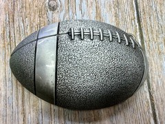 American Football Sports Textured Ball Cutout Silver Color Figural Belt Buckle