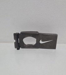 Beer Opener Nike Swoosh Logo Flip Belt Buckle Metal Rectangular 1.5 in