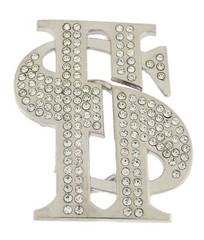 Dollar Sign Belt Buckle US Currency Blinged Out Silver Rhinestone Punk Hip Rock