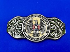 LA Los Angeles Fire Department 1888 Silver TFJ LARGE 6&Prime; Wide Belt Buckle