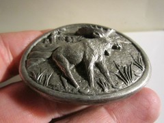 VINTAGE MOOSE ANIMAL SCENE HIGH RELIEF BELT BUCKLE HEAVY – GW-16