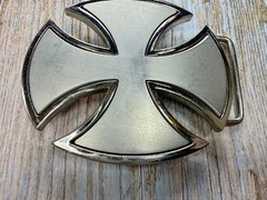 Maltese Celtic Iron Cross Gothic Punk Biker Vibe Cutout Outlined Belt Buckle