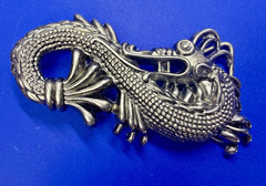 Mystical Chinese Dragon Mythology Figural Cutout Silver Color Belt Buckle