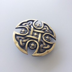 Antique Bronze Plated Celtic Knot Cross Vintage Belt Buckle