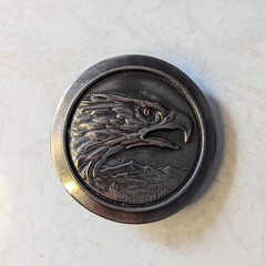 Vintage 70s Round Eagle Head Belt Buckle
