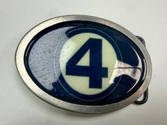 4 Ball Number Channel 4 News? Vintage Custom Enameled Belt Buckle