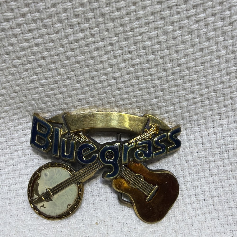 Vintage 1980 Solid Brass Baron Bucket Bluegrass Banjo & GuitaBelt Buckle (D_2)